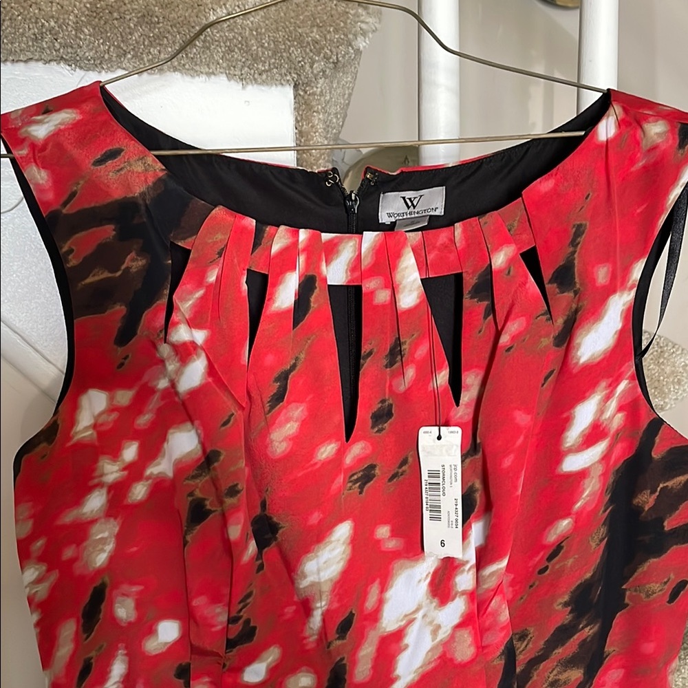 Worthington Red and Black Sleeveless Dress, size 6, NWT
